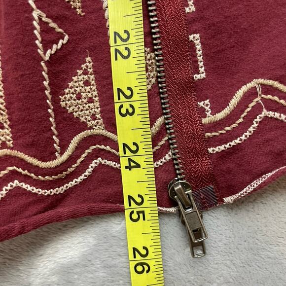 Monoreno Boho Embroidered Hoodie Jacket Womens L Burgundy Aztec Zip 2 Styles - Picture 6 of 6